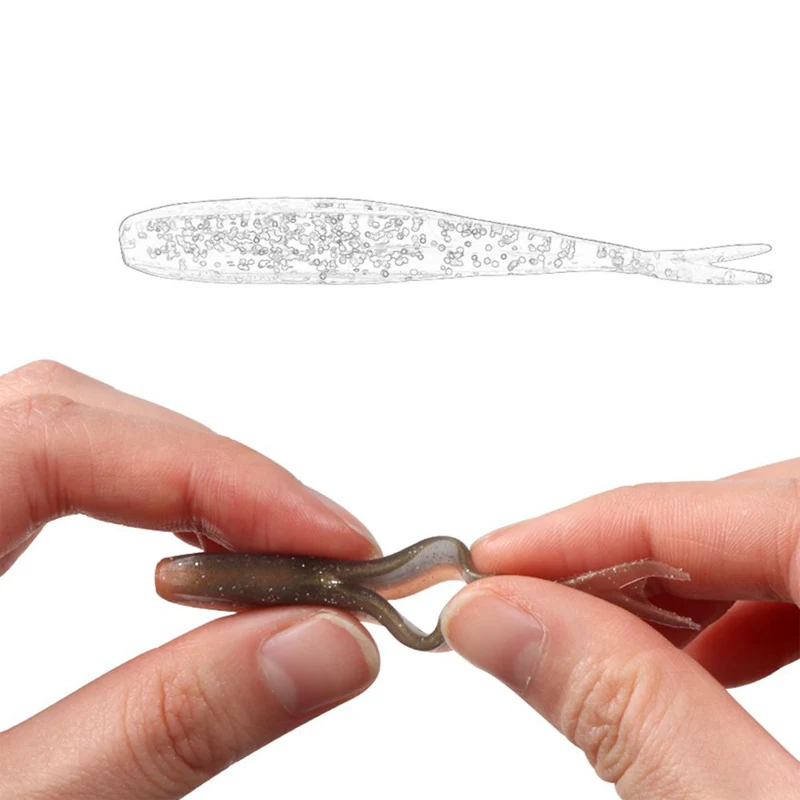 Plantilla de cola de horquilla, señuelo suave de 75mm, 1,8g, olor a camarón sal, Wobbler, cebo Artificial de silicona para camarones, carpa, sábalo, aparejos de pesca, 10 Uds. - imagen 4