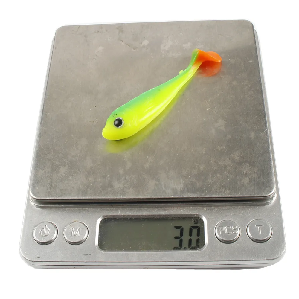 Lote de señuelos blandos de 6,5 cm y 3g, cebos de pesca Wobblers de doble Color, cebo de silicona, cola en T artificial, Swimbait, aparejos de Lucio - imagen 5