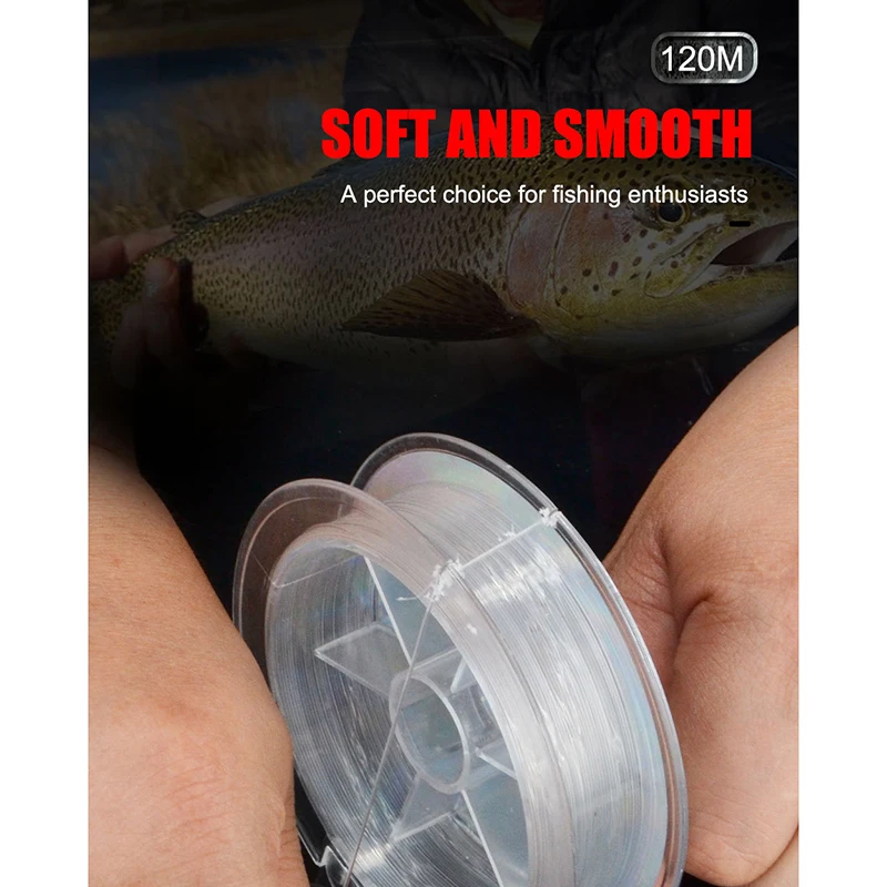 Línea de pesca con revestimiento de fluorocarbono 120M 100% 0,2mm-0,6mm 7.15LB-45LB línea de fibra de carbono Invisible línea de hundimiento LA - imagen 5