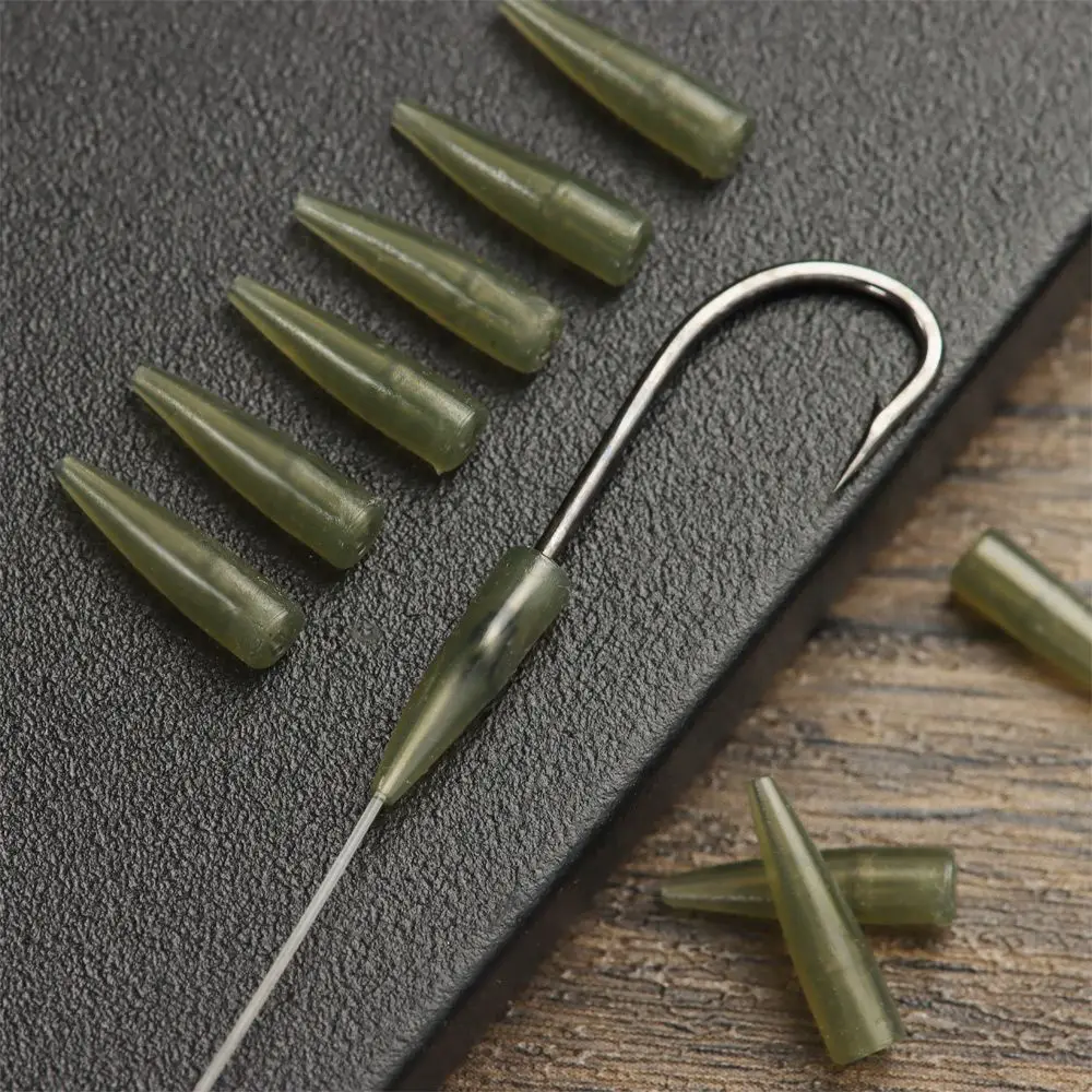 Cono de goma verde antienredos, accesorios de pesca, conexión con gancho de pesca, Micro carpa, 50 piezas - imagen 5