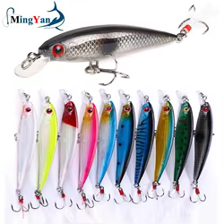 Señuelo de Pesca de pececillo artificial, cebo duro de pluma de 9cm y 7g, Wobblers Crankbait de Japón, 1 piezas