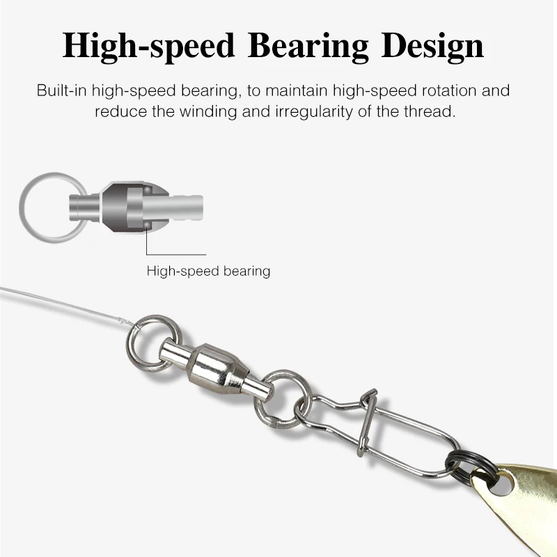 TSURINOYA-Rodamientos de bolas de acero inoxidable, 5 unidades, 360 °, Conector de alfileres fuertes, señuelo, accesorios de pesca - imagen 3