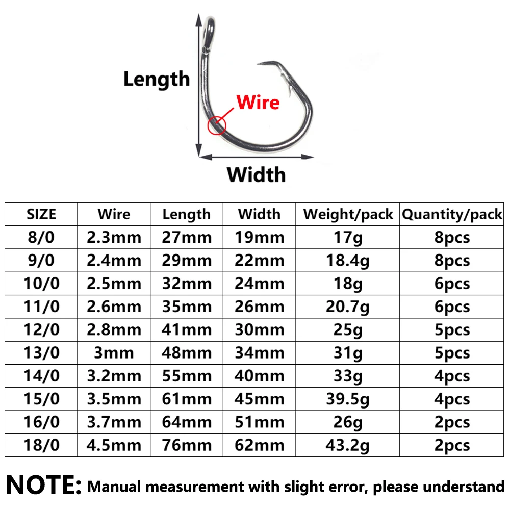 Anzuelo de pesca de agua salada, gancho circular de púas de acero inoxidable importado, aparejo de arrastre fuerte para pesca de atún y tiburón, 8/0-18/0 - imagen 3