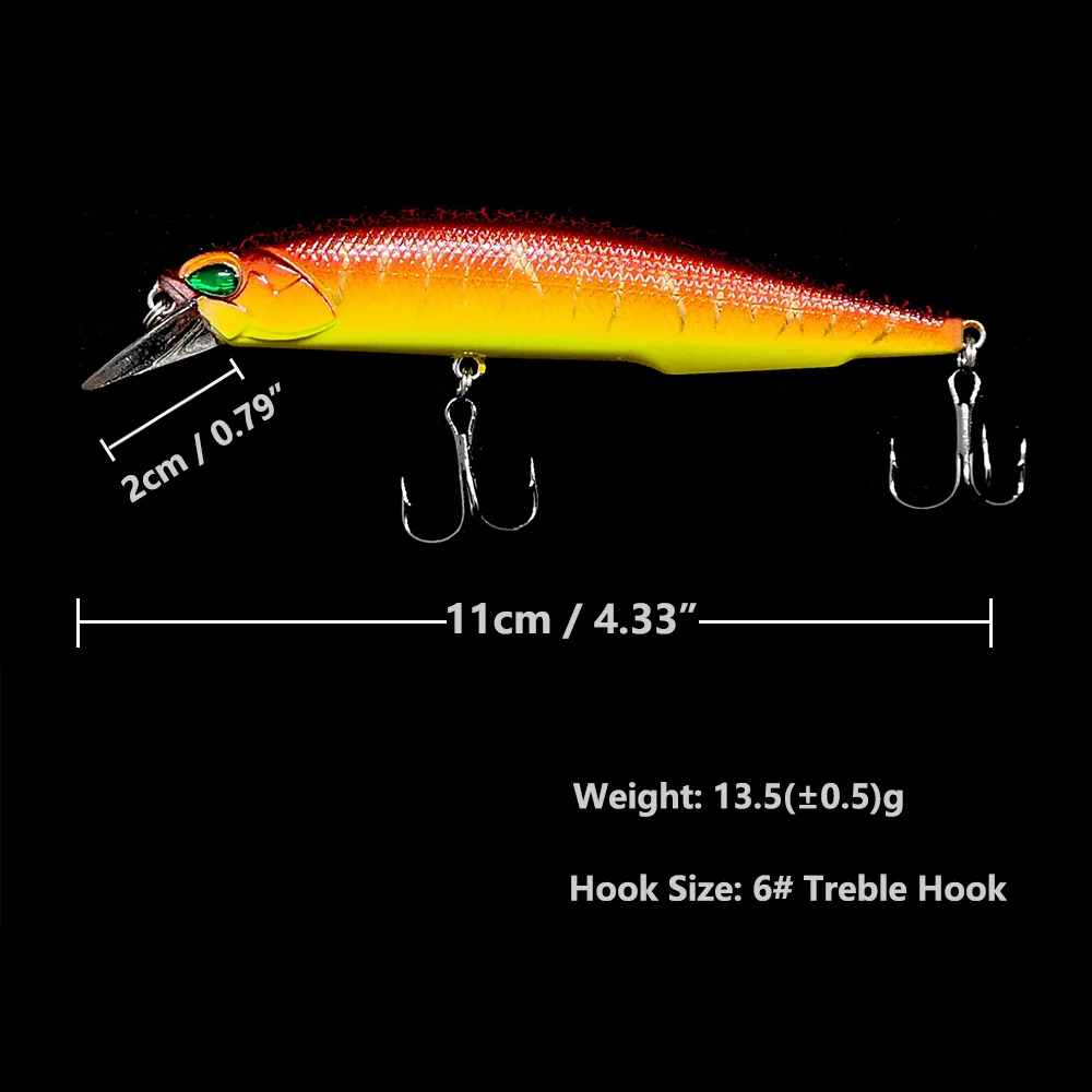 11cm 13,5g 1 ud./6 uds sonajero buceo Minnow señuelo Artificial Wobbler cebo duro lubina aparejos de pesca - imagen 2