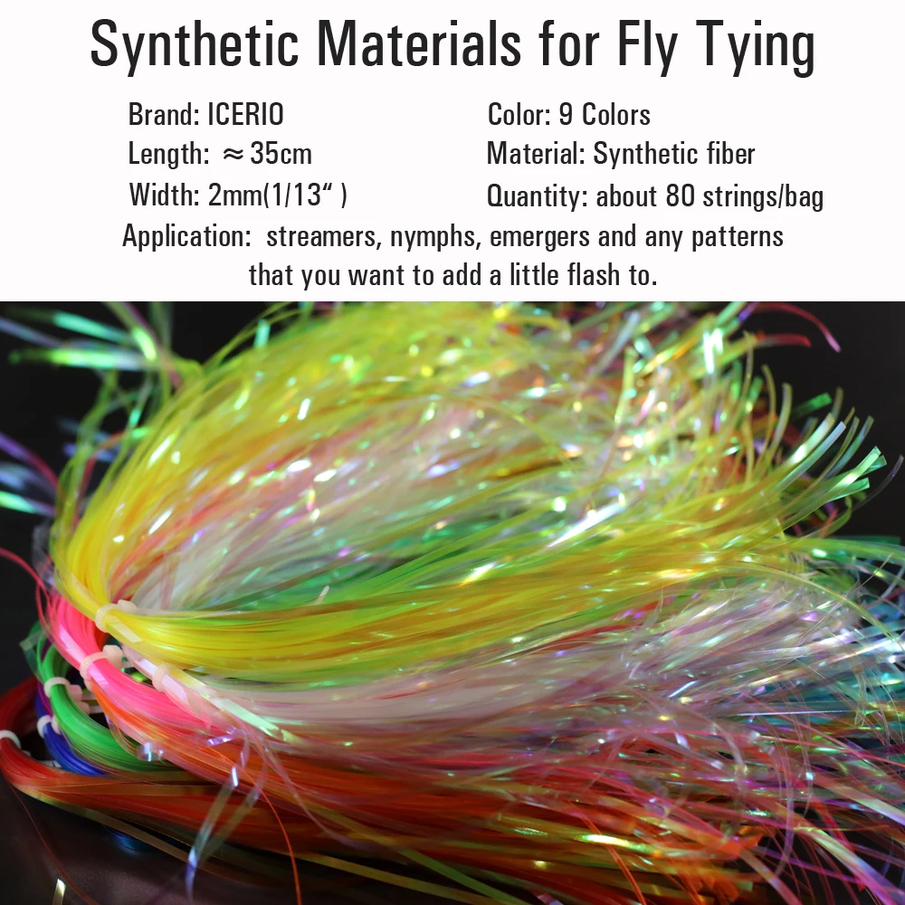 ICERIO 2 paquetes de 2mm plano Mylar Flashabou Mirage Flash oropel Ninfa Scud señuelo sintético atado de moscas Material - imagen 3