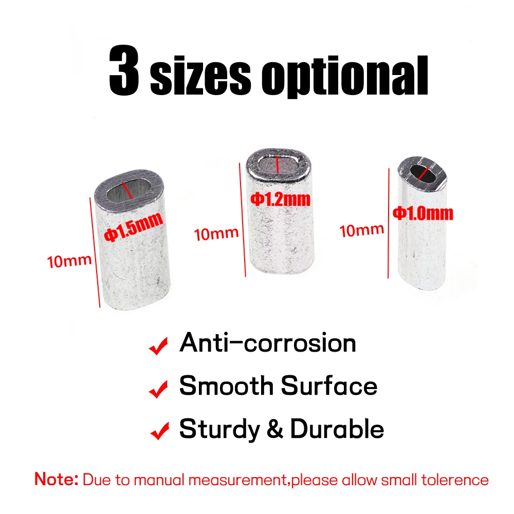 Elllv-tubos planos de aluminio simple/doble, alambre de pesca y engarces de fijación Leader, accesorios de conector de aparejo de pesca de agua salada - imagen 2