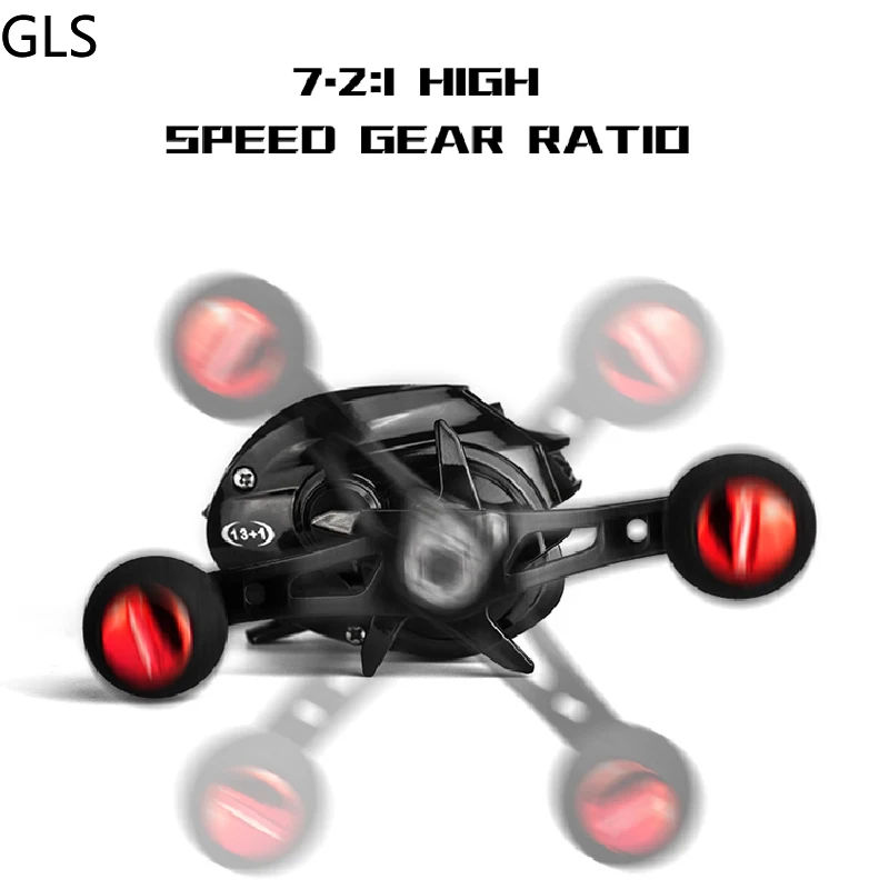 GLS-balancín de Metal para mano izquierda/derecha, sistema de freno magnético, rueda de Baitcasting, arrastre máximo de 8KG, aparejos de carrete de pesca, 7,2: 1/6.3:1, nuevo - imagen 4