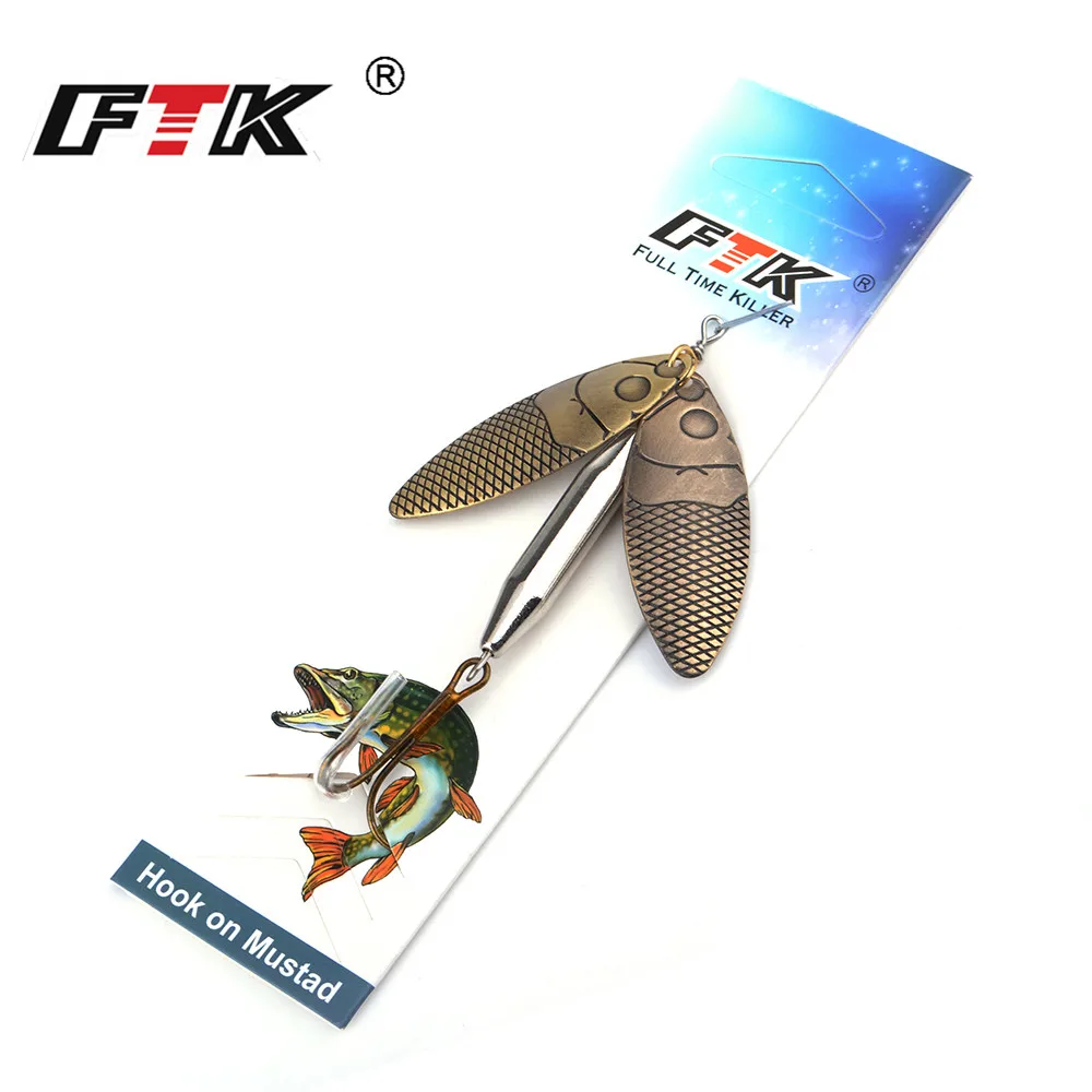 FTK-señuelo de pesca de fundición larga, 1 unidad, 20g, 2 #, cebo giratorio doble, Artificial, señuelos de Metal duro para Lucio, aparejos de pesca - imagen 5