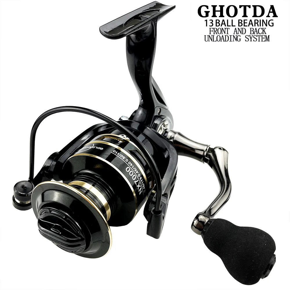 GHOTDA-carrete de Pesca giratorio 13 + 1BB, accesorio de Metal, Ratio de engranaje 2000: 1/7000: 1, para carpa, 5,2-4,7, nuevo - imagen 2