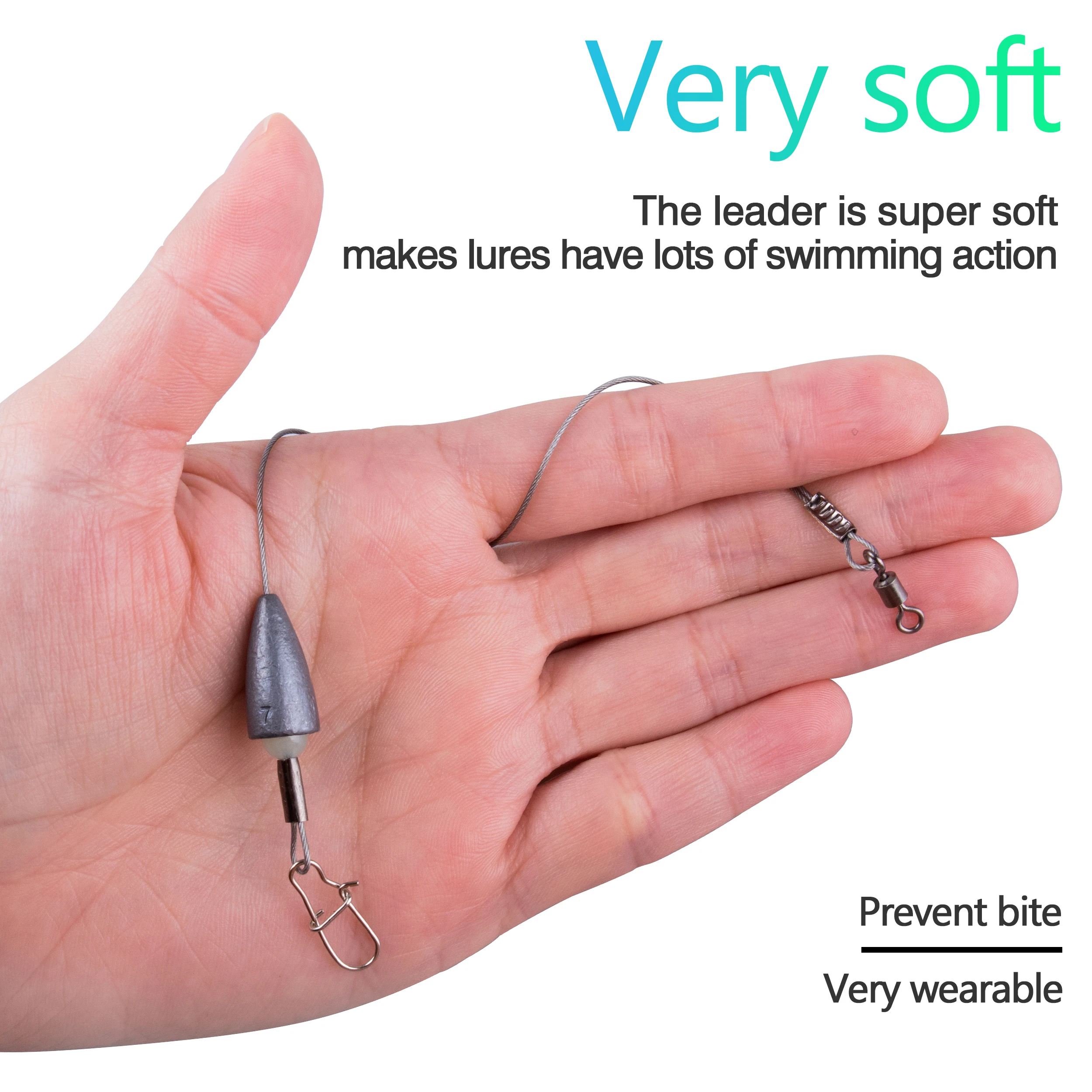 5 uds Carolina Rig líder de alambre de pesca de acero inoxidable 5g 7g 10g 14g 20g cables de bala plomos giratorios para pesca de lubina - imagen 4