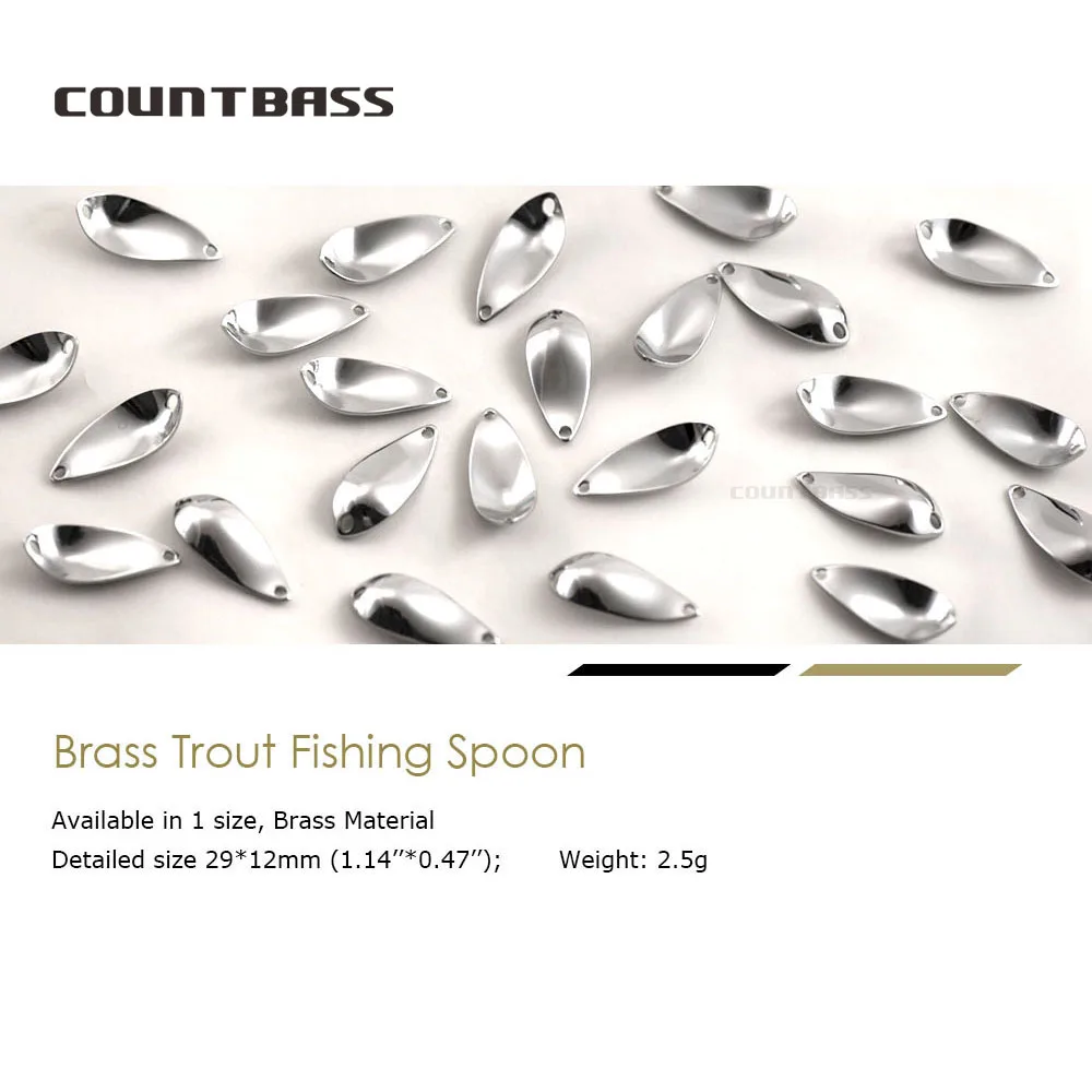COUNTBASS 50 Uds. Cucharas de pesca de salmón de latón en blanco 2,5g (3/32oz) Área de trucha giratoria señuelos de pescador sin pintar - imagen 2