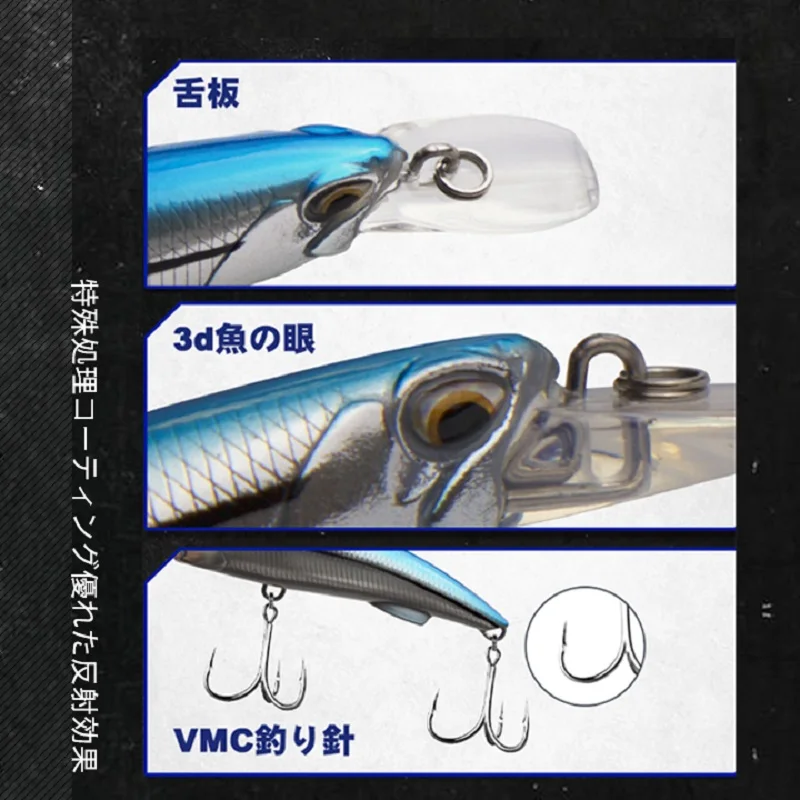 Señuelo de hundimiento pesado D1 Sea Minnow 92mm 49g 110mm 60g rocas y cebo duro de playa atún Wobblers carpa Crankbait Pike con anzuelos triples - imagen 5