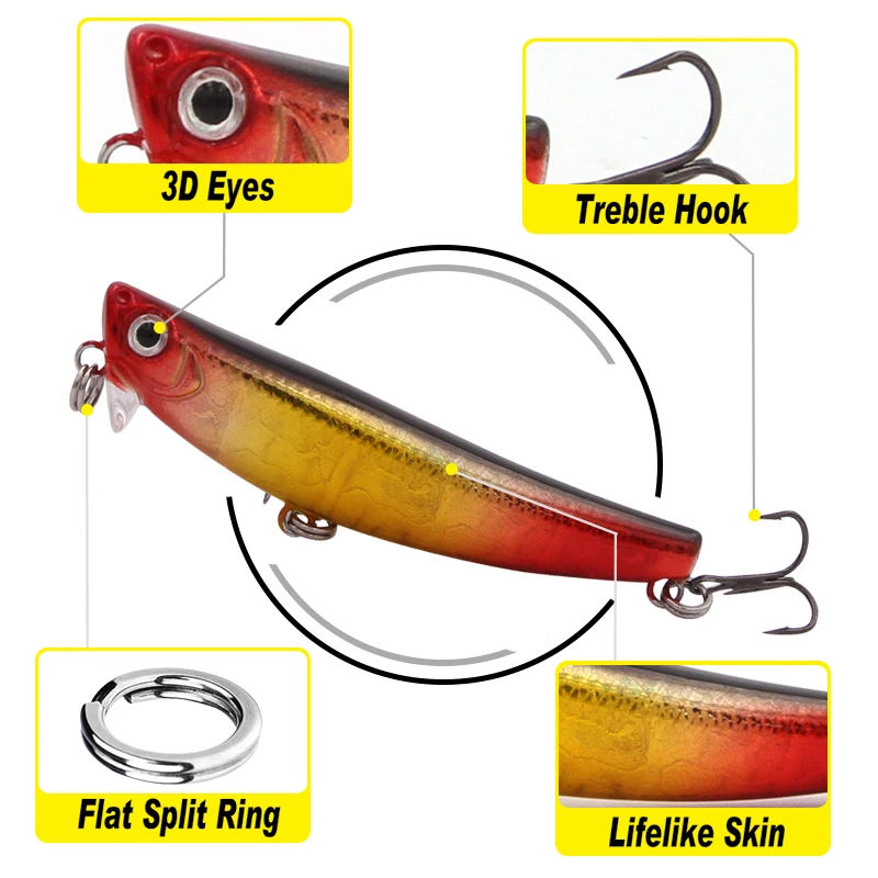 Cebo de pesca duro de pececillo que se hunde, Wobbler de calidad, Señuelos de Pesca de lubina y Lucio, 55mm, 5,5G, nuevo - imagen 2