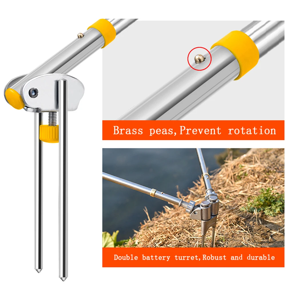 Soporte plegable para caña de pescar, soporte para poste, soporte Flexible ajustable de acero inoxidable, herramienta de equipo para silla con varillas dobles - imagen 5
