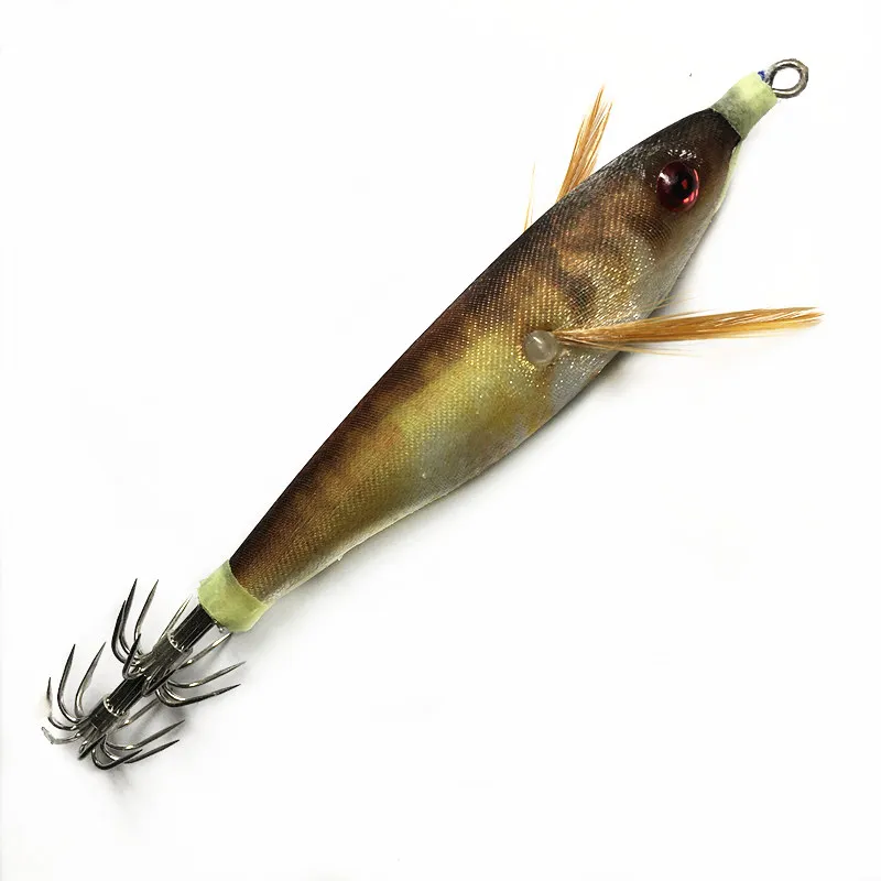 Señuelo de pesca de calamar, cebo de madera de 10CM, 10G de camarón falso, Wobbler, señuelo Artificial de jigging, cebo de pulpo con sonido, 8 Uds. - imagen 4