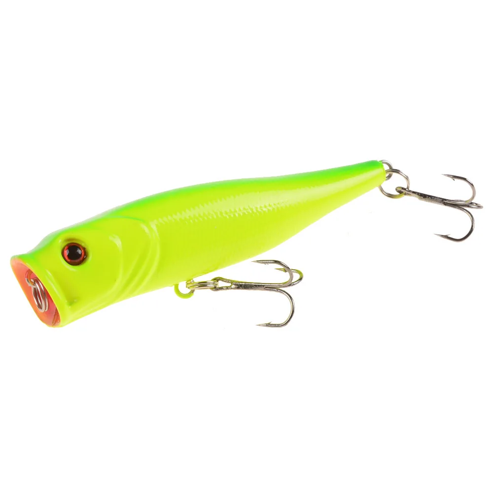 Señuelos de Pesca 8,5 cm 13,4g Topwater Popper, cebo duro de 6 colores, Wobblers artificiales, aparejos de pesca de plástico con ganchos 6 #