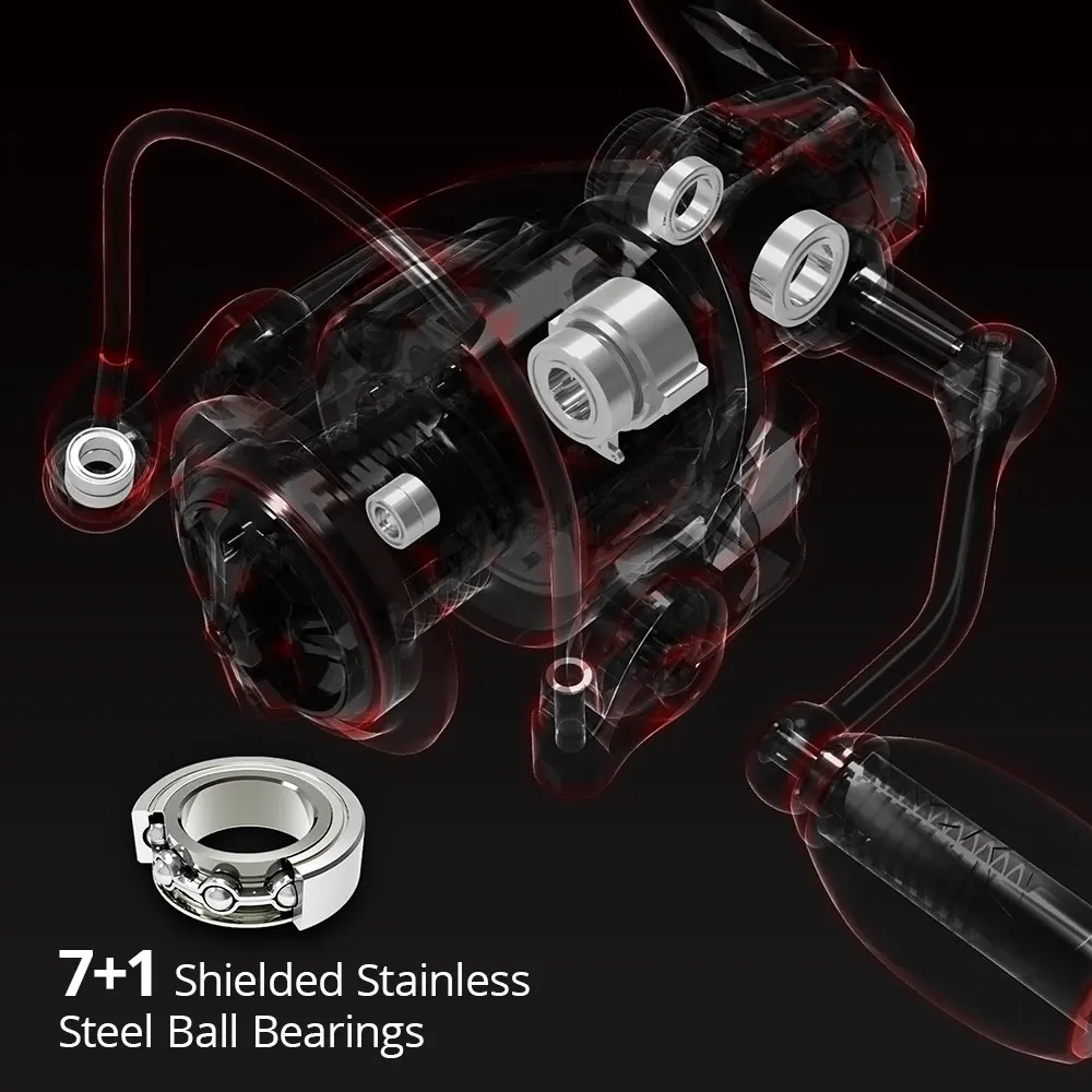 KastKing-carrete de pesca giratorio Spartacus II, arandela de arrastre de fibra de carbono, carrete de aluminio, 10kg de arrastre, 7 + 1 rodamientos de bolas para agua salada - imagen 3