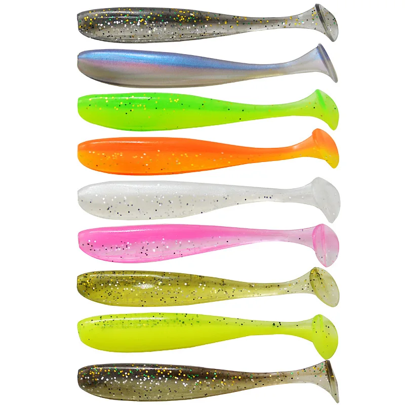 Señuelo de pesca de doble Color, cebo suave de cola en T, 5cm, 7cm, gusano, señuelos artificiales de una sola cola, 10-20 piezas en bolsa - imagen 2