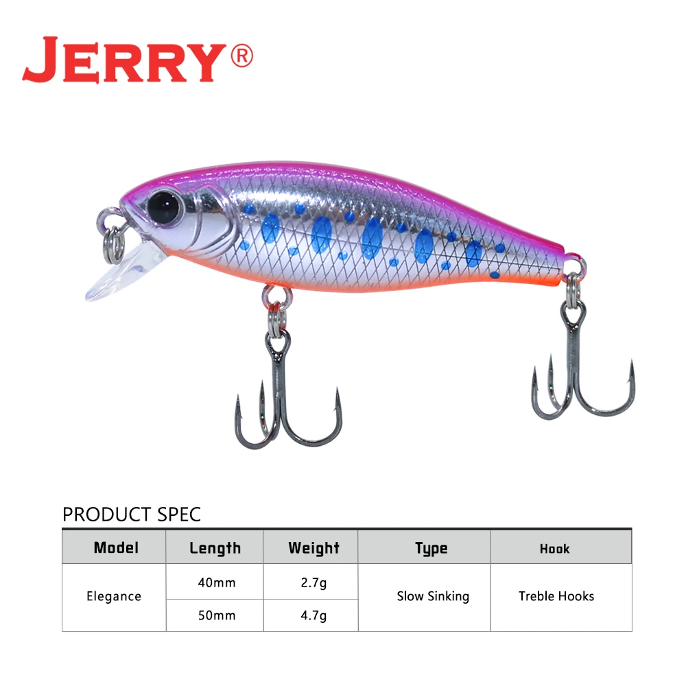 Jerry Elegance-señuelo de pesca Wobbler de hundimiento lento, cebo duro ultraligero de 5cm y 4cm - imagen 3