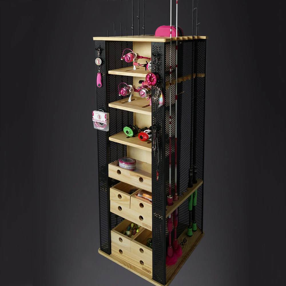 Cañas de pescar giratorias de 360 grados, estante de exhibición, carrete de pesca de mar, accesorios de señuelo, soporte de almacenamiento, organizador de poste de pesca - imagen 5