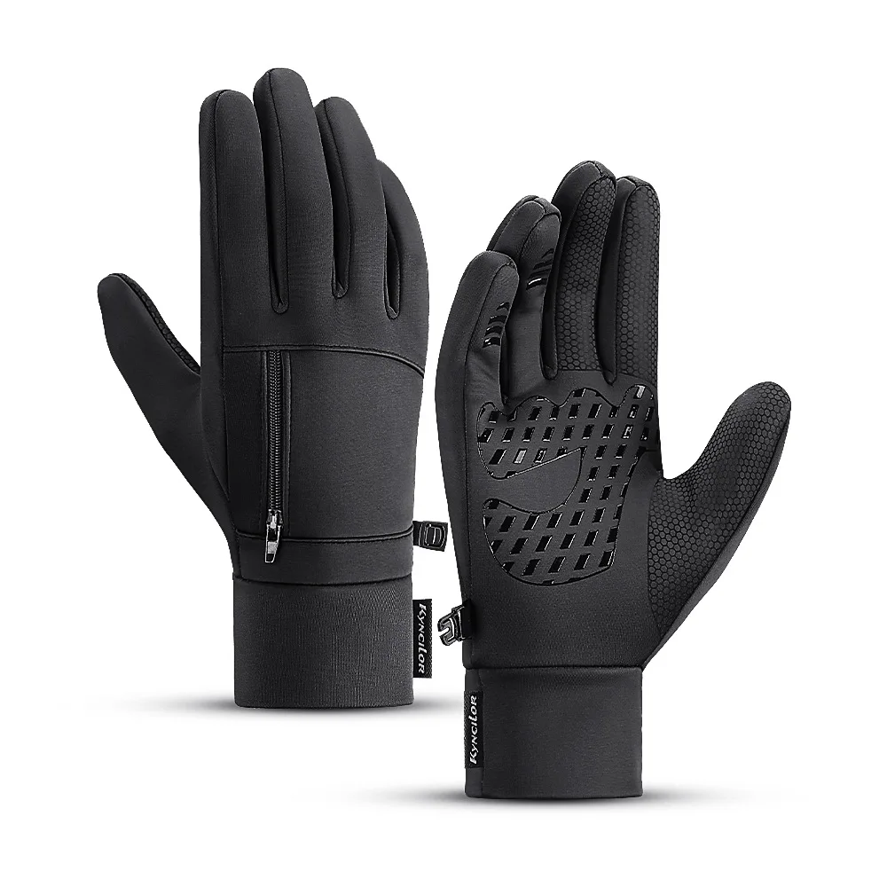 Guantes de pesca de invierno para hombre, guantes de esquí antideslizantes a prueba de viento con pantalla táctil, guantes suaves y cálidos para deportes al aire libre, guantes con cremallera para ciclismo - imagen 2