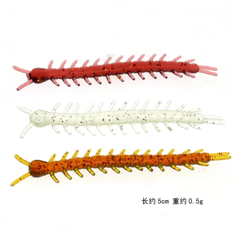 Señuelo blando de pesca, simulación de ciempiés, arena, gusano de seda, señuelos artificiales, lote de 15 piezas, 5cm/0,5g, señuelos pequeños - imagen 3