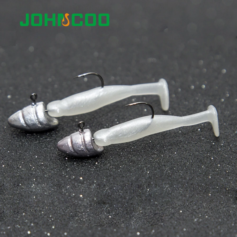 JOHNCOO 10 Uds anzuelos de cabeza 1,5g 2g 3,5g 5g anzuelo de púas con cabeza de anzuelo gusano señuelo suave anzuelo de Jigging expuesto anzuelos de pesca - imagen 5