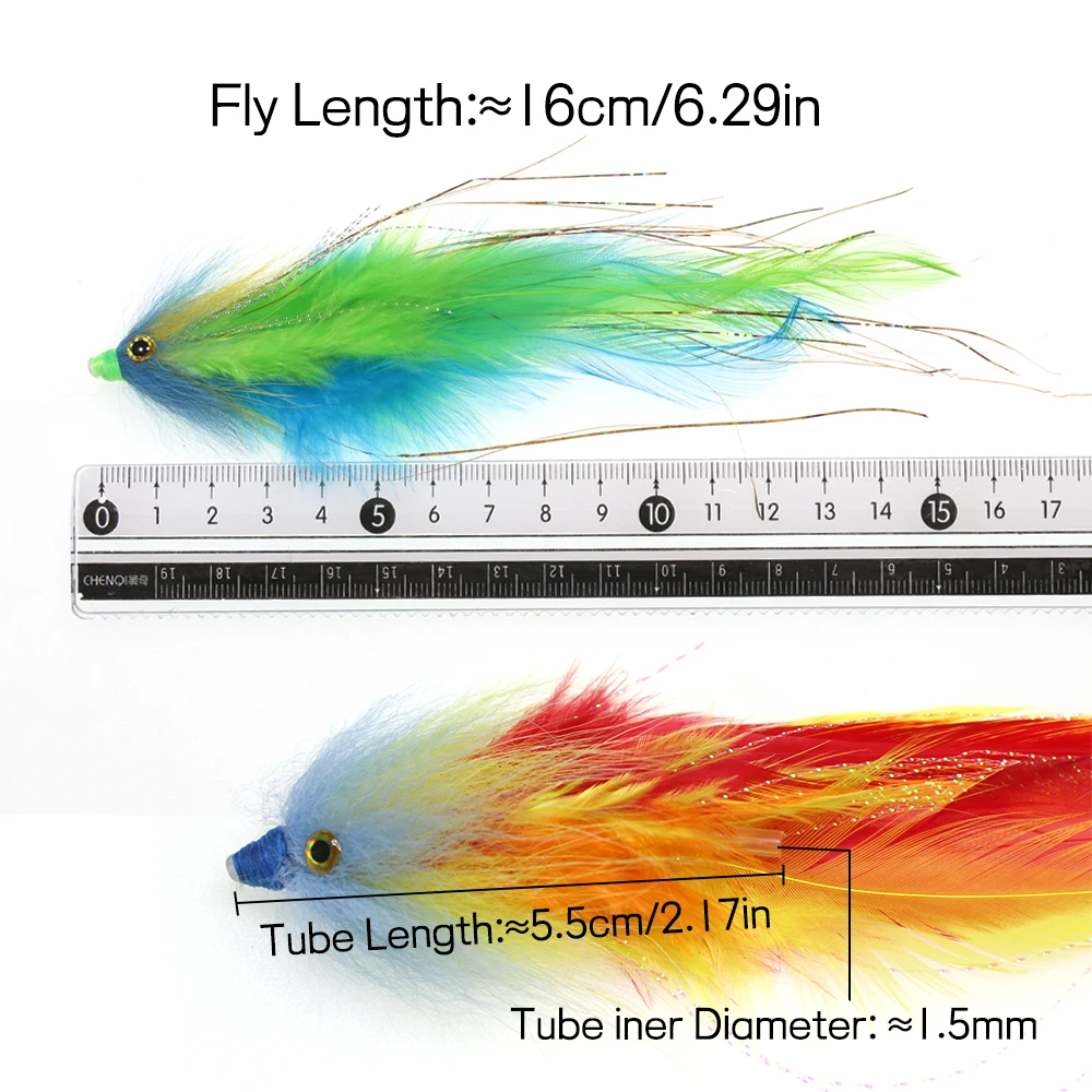 Bimoo 1 pieza # 2/0 Streamer de agua salada mosca colorido gran tubo de juego moscas Steelhead salmón lubina pesca señuelo Artificial cebo - imagen 5