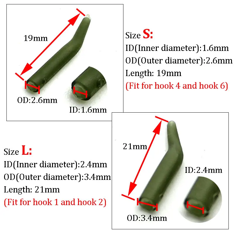 20 piezas accesorios de pesca de carpa D Rig kickers ganchos línea alineadores manga anti enredos para el cabello ronnie plataformas aparejos finales - imagen 5