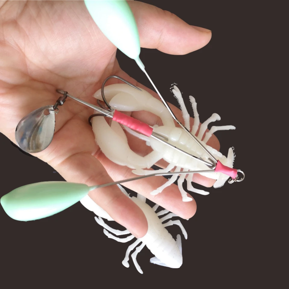 SWOLFY-señuelo de pesca suave de langosta grande, 100g/80g, cebo Artificial de silicona suave para camarones, aparejos de pesca luminosos para camarones - imagen 5