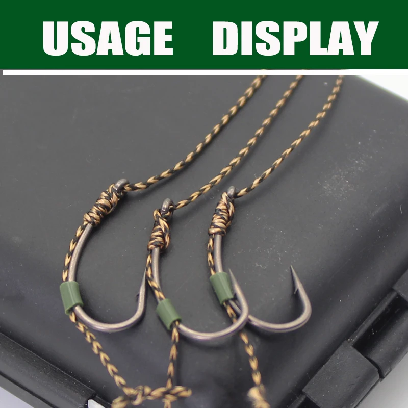 Línea de pesca de carpa de 20m, gancho suave, línea trenzada sin recubrimiento, enlace de gancho marrón de camuflaje para aparejo de pelo 15 25 35LB, aparejos de pesca gruesos de carpa - imagen 5