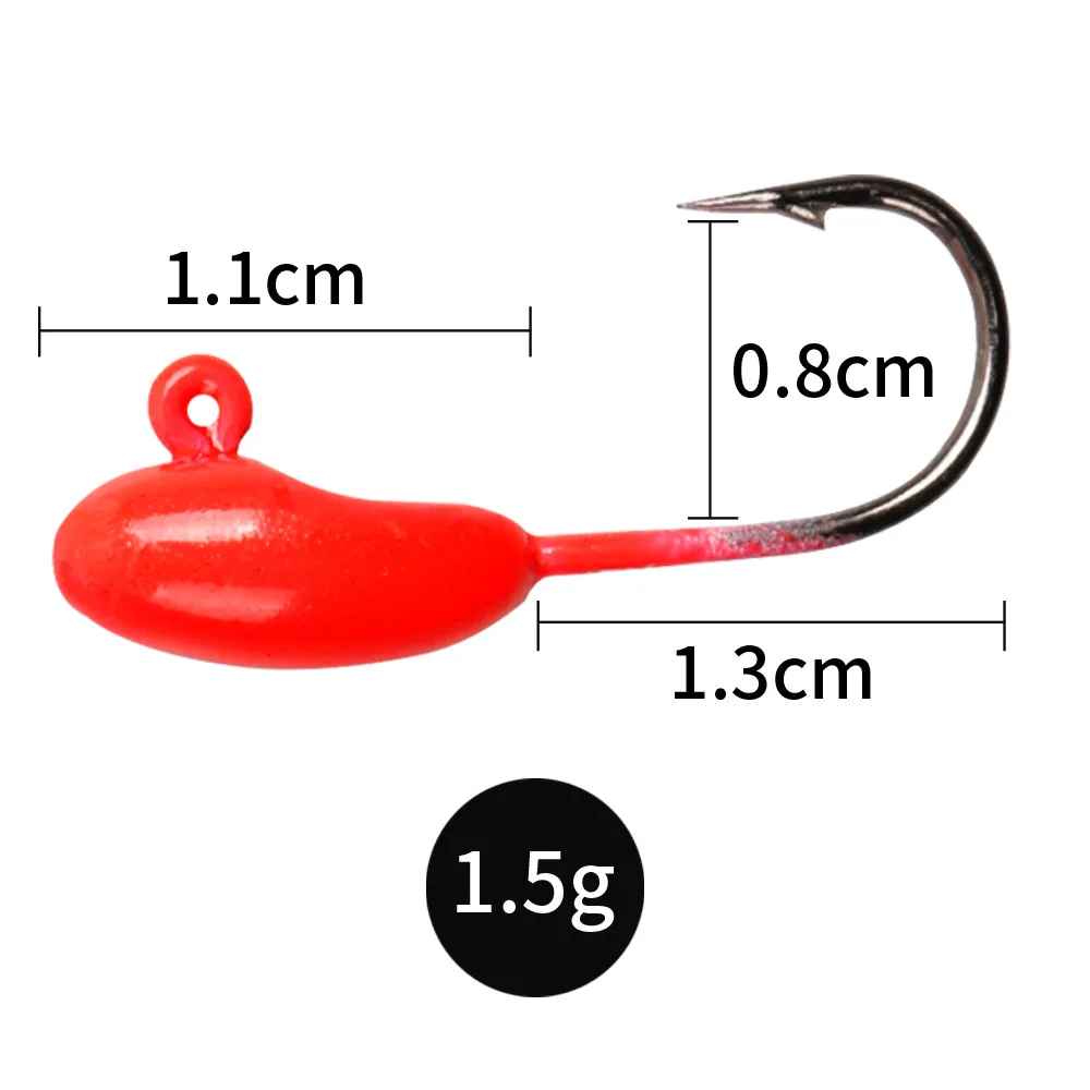 MAGBLUE-anzuelos de Pesca con cabeza plomada, 1,5g/2,4 cm, señuelo suave con púas, herramienta de accesorios para Pesca en hielo en invierno, 5 unids/lote - imagen 2