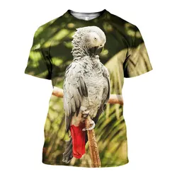 Camiseta loro 3D manga corta hombre – Diseño tropical verano