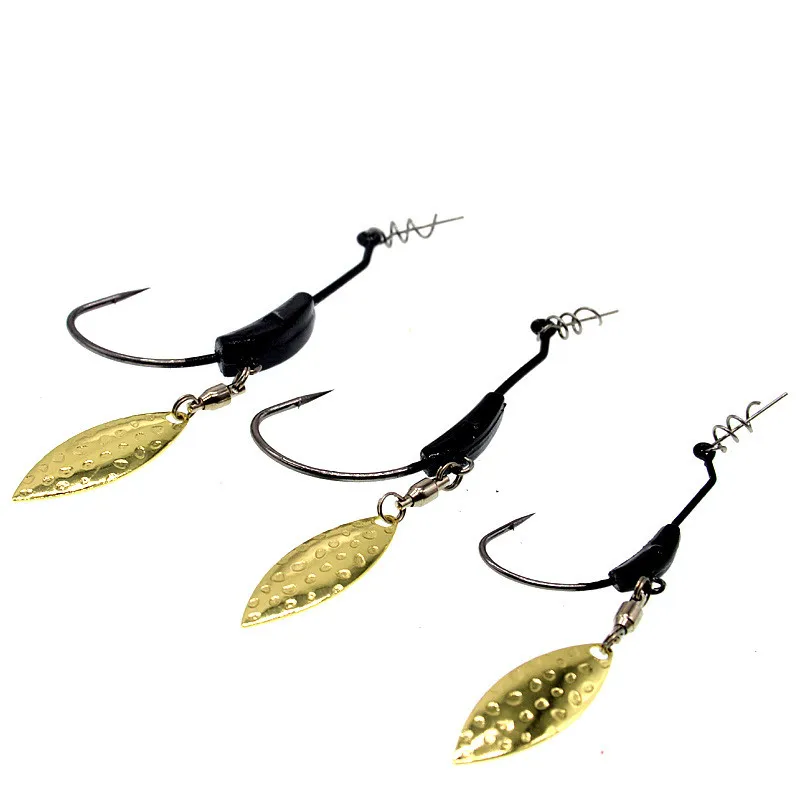 Anzuelo de señuelo de gusano suave para pesca, 2g, 4g, 7g, peso de plomo, anzuelos con cabeza de anzuelo con cucharas de rotación, Spinner, anillos de rodamiento de cebo Buzz - imagen 5