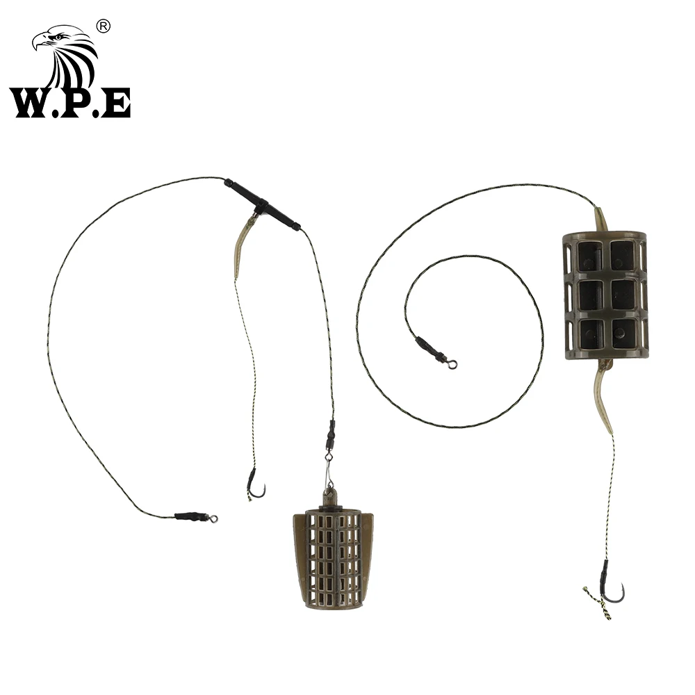W.P.E-anzuelo de pesca de carpa, línea trenzada de núcleo de plomo, conjunto de aparejos de pesca de carpa de Europa con aparejos recubiertos, 30g/40g/50g/60g/70g, 1 ud.