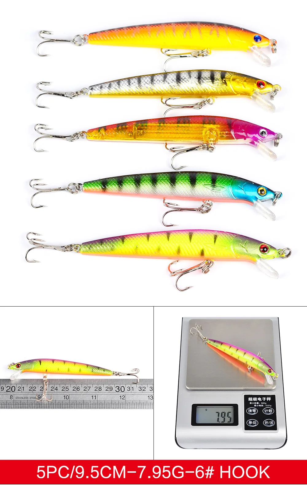43 Uds Kit de Señuelos de Pesca aparejos Crankbait Minnow Popper lápiz Swimbaits gancho agua dulce agua salada cebos duros señuelos de manivela biónicos - imagen 3