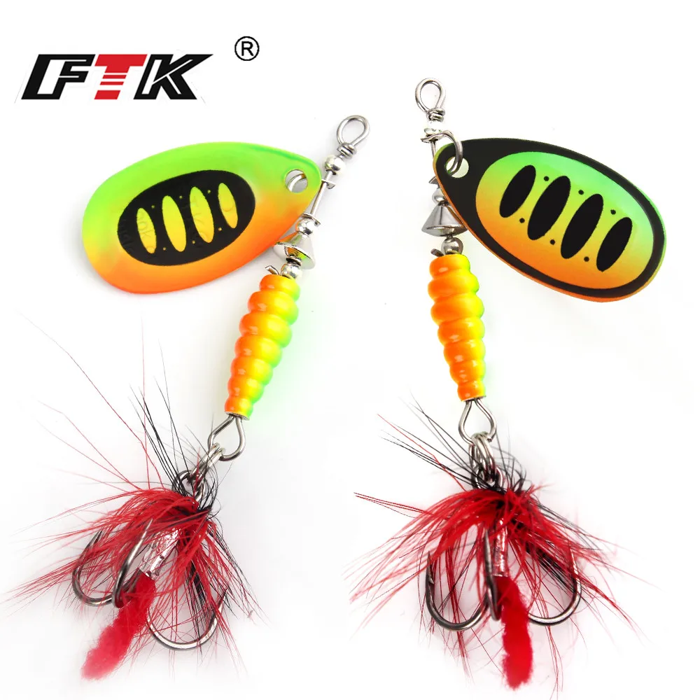 FTK Super 7g/8g/9g/11g/15g/17,5g cebos de cuchara de pesca con monofilamento Material de latón gancho afilado pluma ovalada hojas de sauce - imagen 5