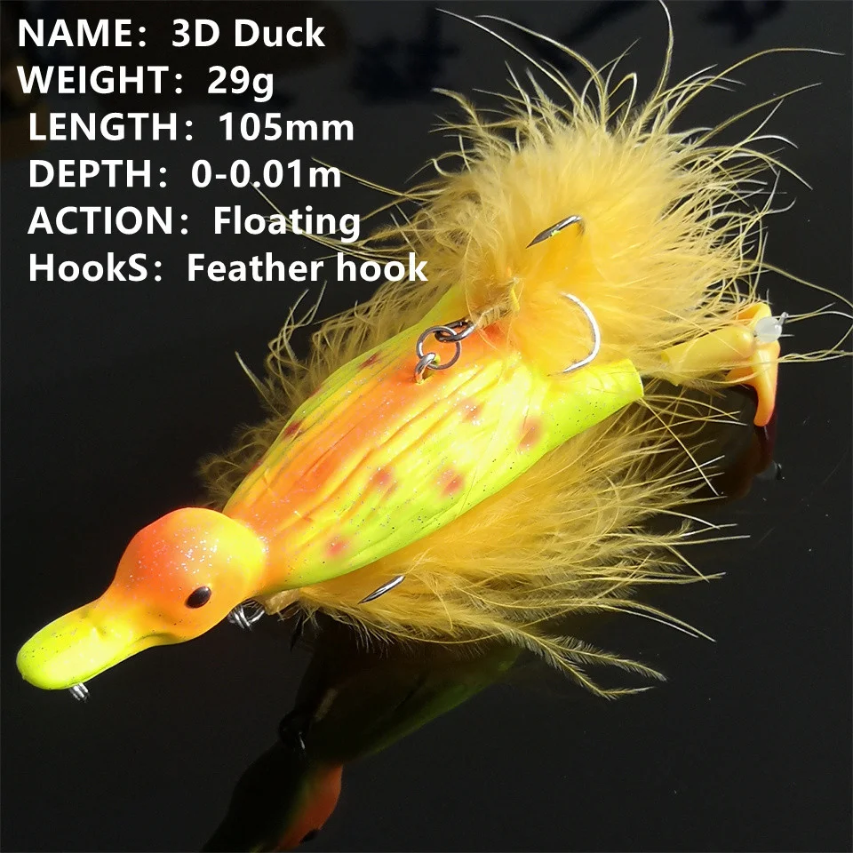 Swolfy-señuelo de pesca de pato, 3 piezas, 105MM, 29g, Whopper de agua superior, Wobblers ABS, cebo Artificial con Plopping y salpicaduras de pies - imagen 4