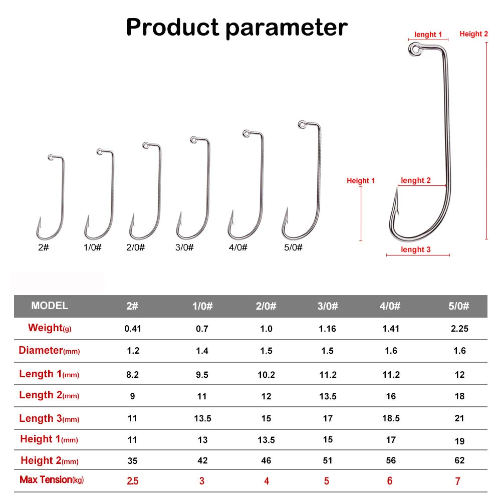 Anzuelos circulares de pesca, accesorios de pesca de acero de alto carbono, 100 unidades - imagen 2