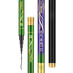 Caña de pescar dura superligera, caña telescópica de fibra de carbono para carpa, 3m, 4m, 5m, 6m