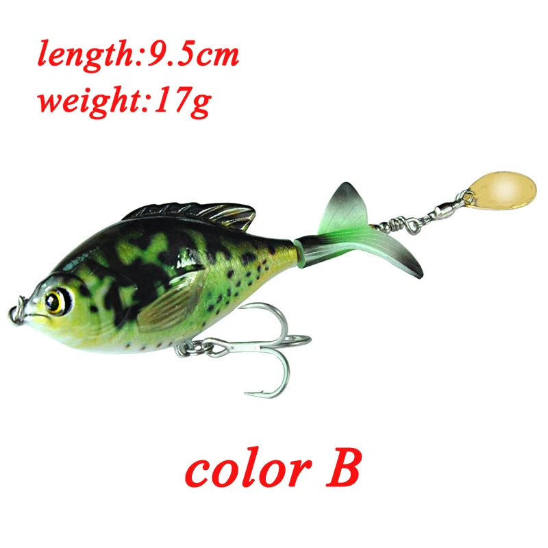 Señuelo de pesca de simulación giratorio, material de pesca, accesorios de superficie de agua, 5 colores, 9,5 cm/17g - imagen 3