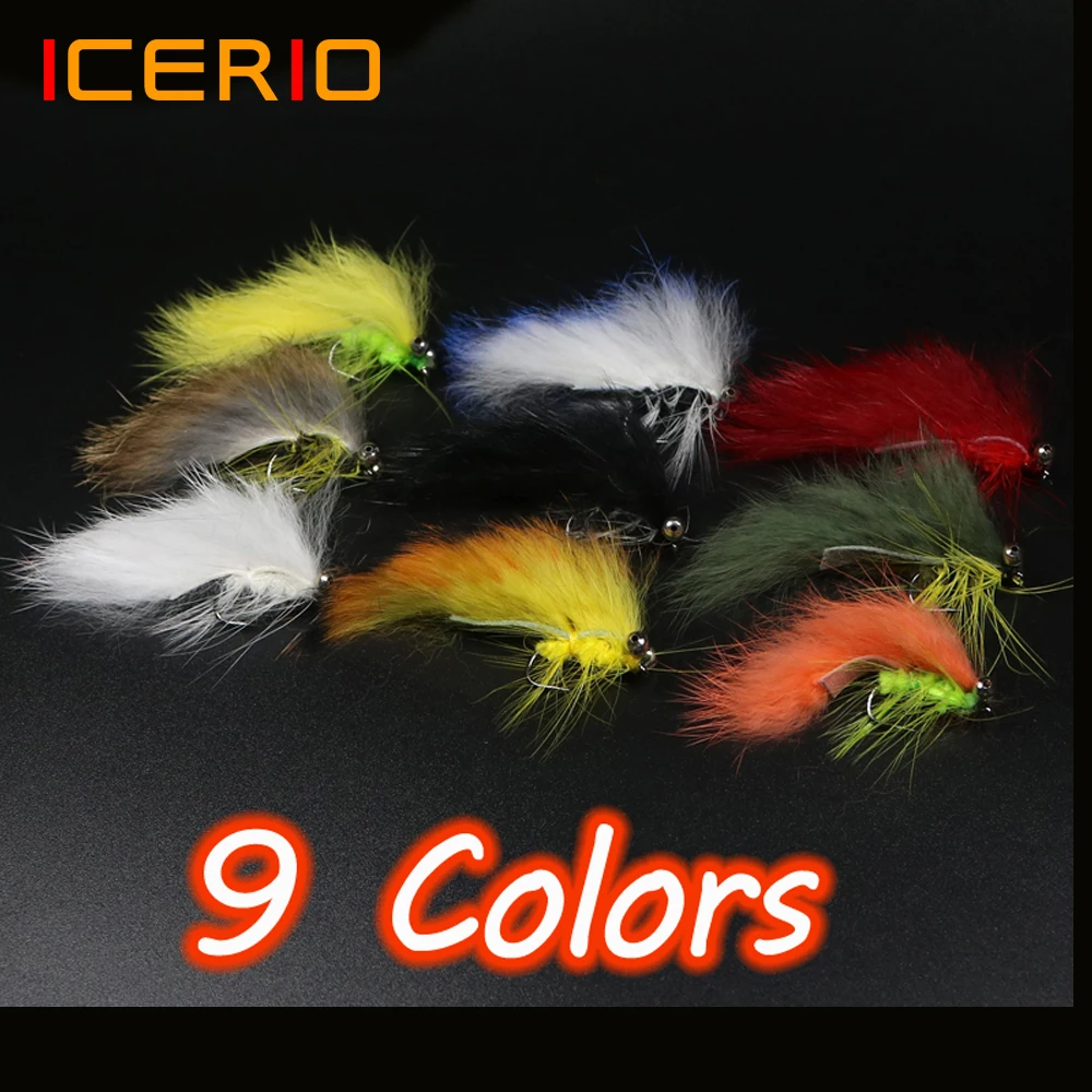 ICERIO 9PCS # 6 Dumb Bell Eye Zonker y Matuka Flies Streamers Señuelos de pesca con mosca para trucha - imagen 2