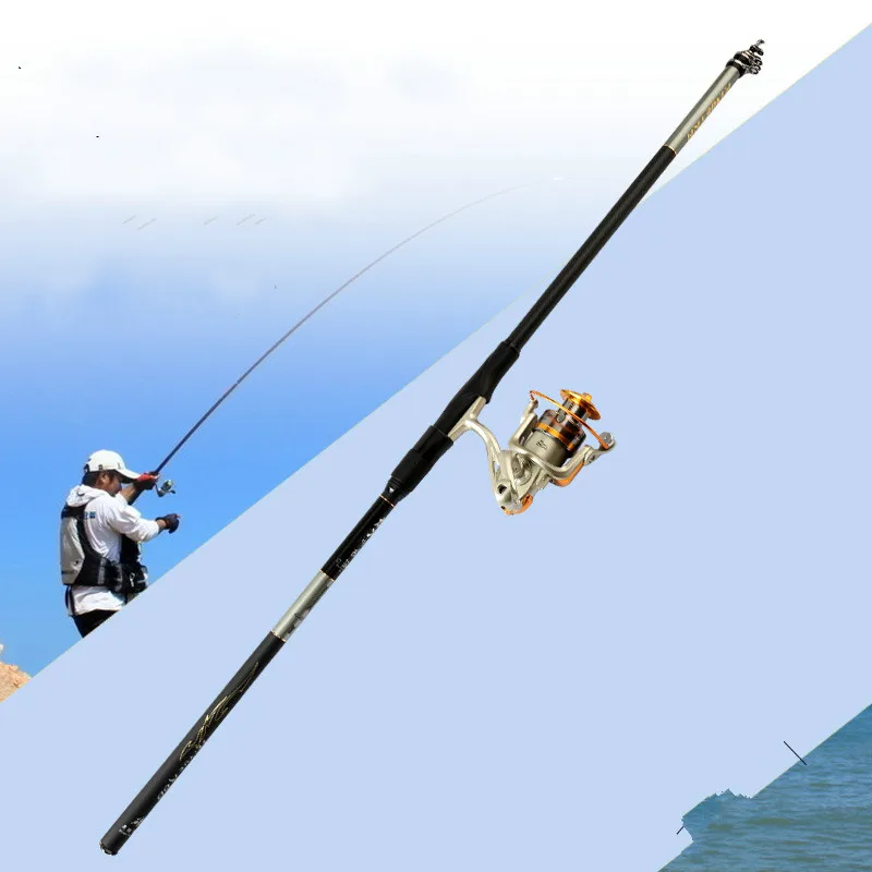 Caña de pescar telescópica, 2,7 M, 3,6 M, 4,5 M, 5,4 M, sección larga de fibra de carbono 4 #, ancla de caña de pescar - imagen 4