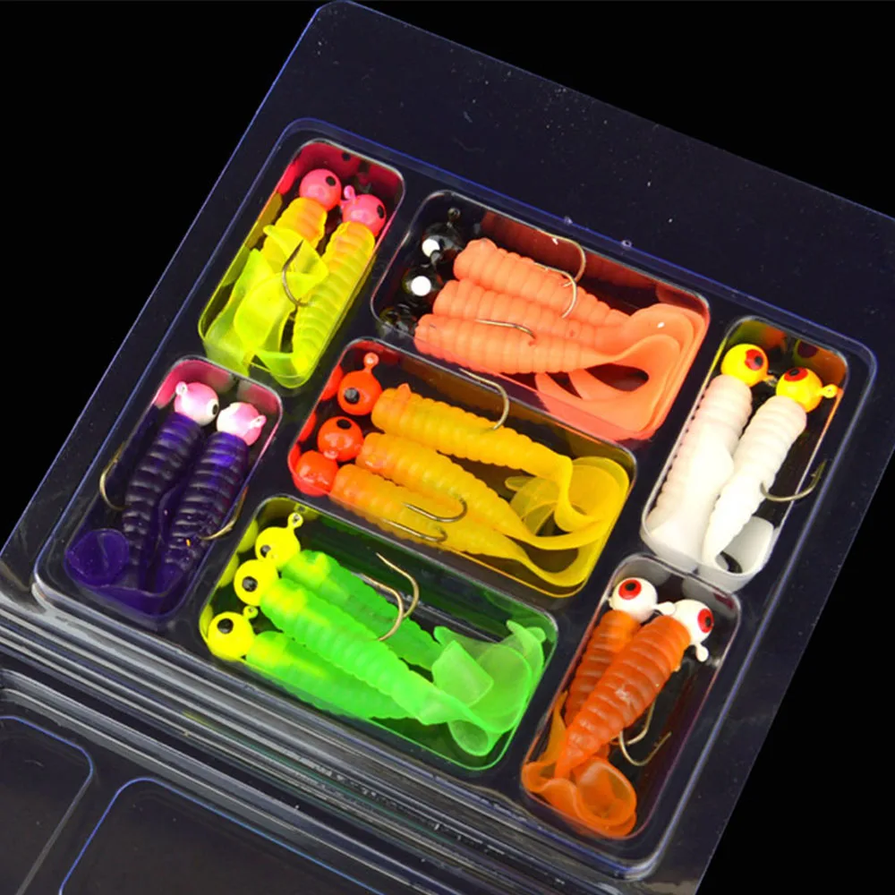 17 Pcs/Lot Soft Fishing Lures Wobblers Carp Fishing Bait Swimbait Tail Grub Lures Silicone Artificial Fishing Tackle Hooks Set - imagen 3