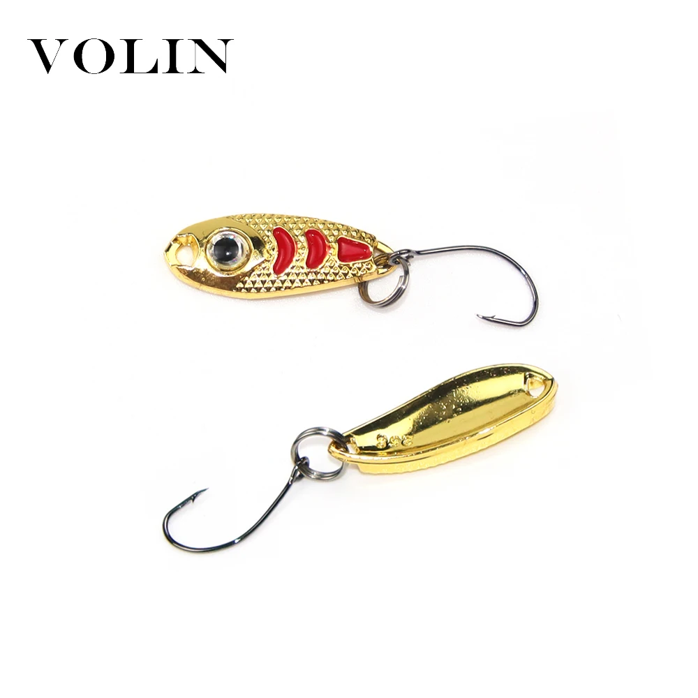 VOLIN-cuchara de pesca de 1,5g, 2,5g, 3,5g, señuelo de cuchara de trucha, cebo giratorio de pesca con un solo gancho para agua dulce, 5 uds. - imagen 4