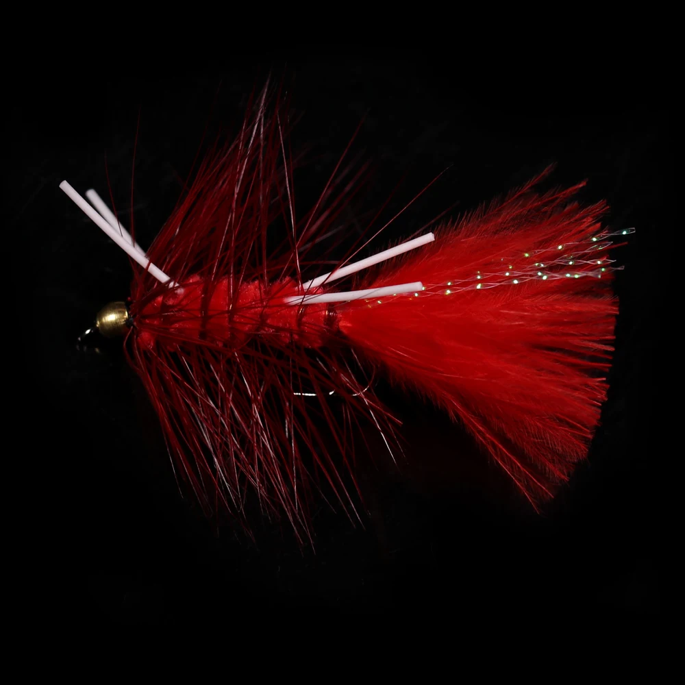 ICERIO-Cabeza de cuentas de latón con patas de goma, señuelos de mosca de pesca, anzuelo de atado de agua salada roja Oliva, trucha, moscas, cebo, 6 unidades - imagen 4