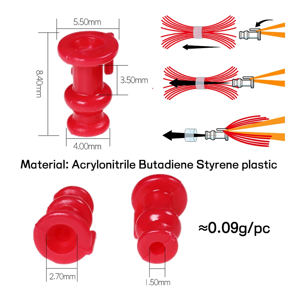 Bimoo 50 Uds 6 tipos de piezas deslizantes de cobre/plástico faldas de goma Tie Mule suministros de mantenimiento equipo de pesca pargo de agua salada - imagen 3