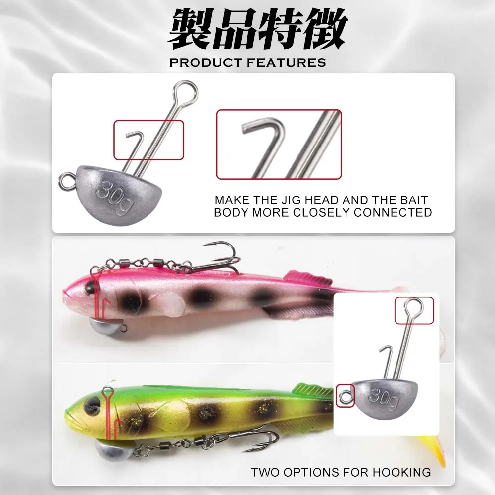 Hunthouse-Juego de anzuelos de Metal para pesca, accesorios de pesca de alto carbono de acero inoxidable, para señuelo suave, 5g/10g/15g/20g/30g - imagen 3