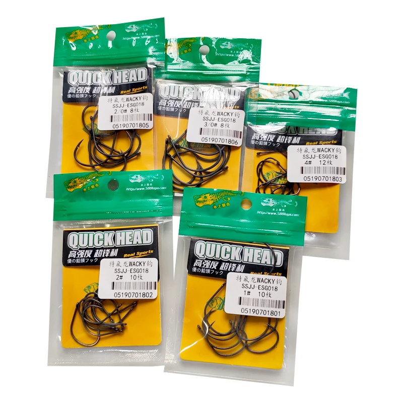 Anzuelos de pesca de francotirador de agua, gancho de púas de acero de alto carbono, aparejo loco para pesca de lubina, gancho de gusano suave, 10 piezas - imagen 4