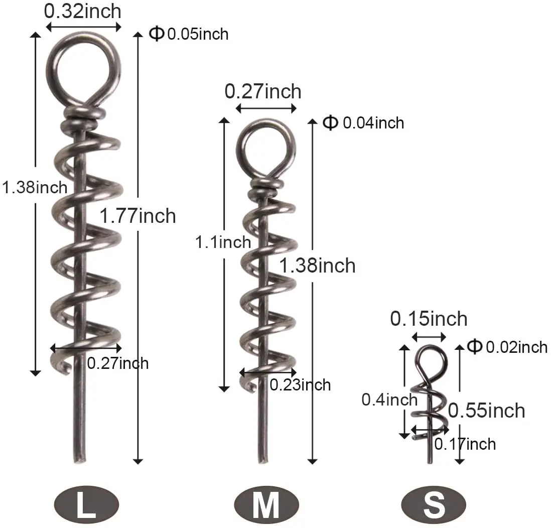 Tornillo de pesca con bloqueo de giro de resorte, señuelo suave, resortes de acero inoxidable, pestillo de pesca, aguja de tornillo para señuelos, 200 Uds. - imagen 3